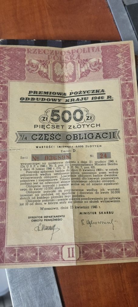 Obligacje  1945r