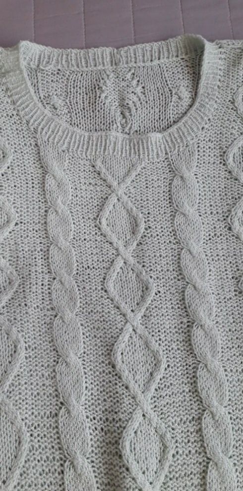Miętowy sweter robiony na drutach r.ok.XXL