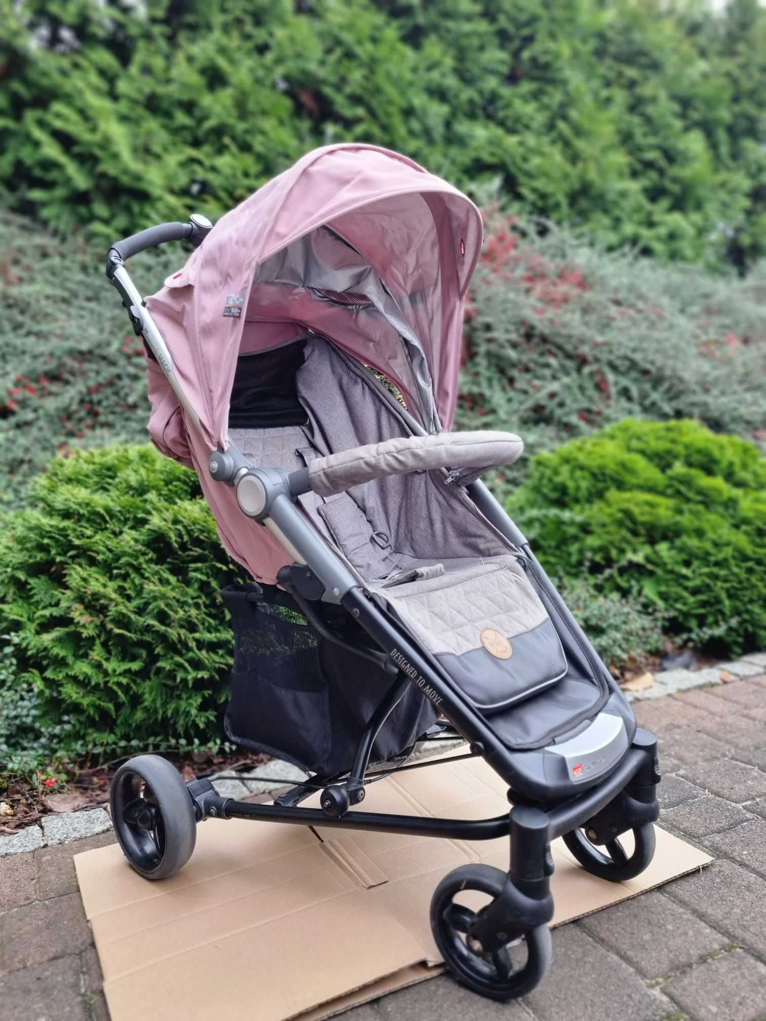 Wózek Baby Design ESPIRO MAGIC + ochraniacz na nóżki - różowo szary