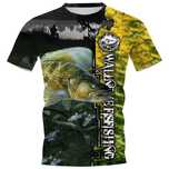 Męski T-Shirt z Nadrukiem 3D Prezent dla Wędkarza na Ryby - XXL