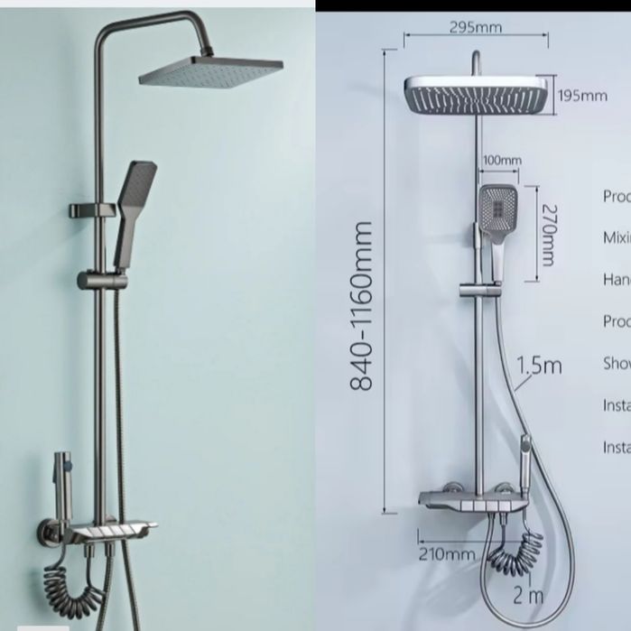 ZESTAW natryskowy prysznicowy premium 4w1 szary/grafit