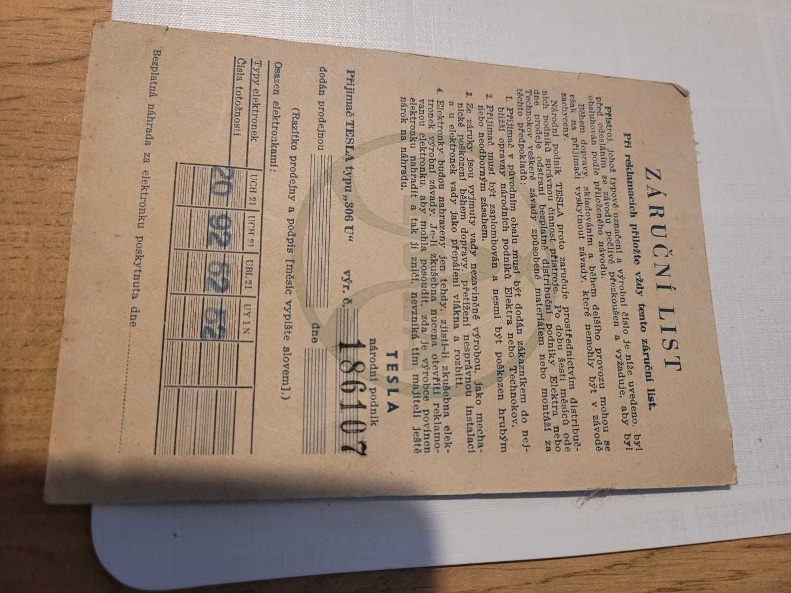 Radio lampowe Tesla 306U Talisman antyk oryginalne pudełko rarytas