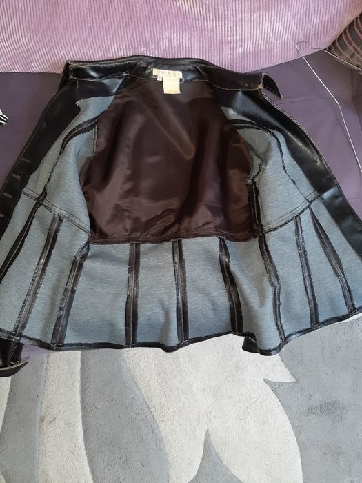 Кожанный, стрейчевый пиджак