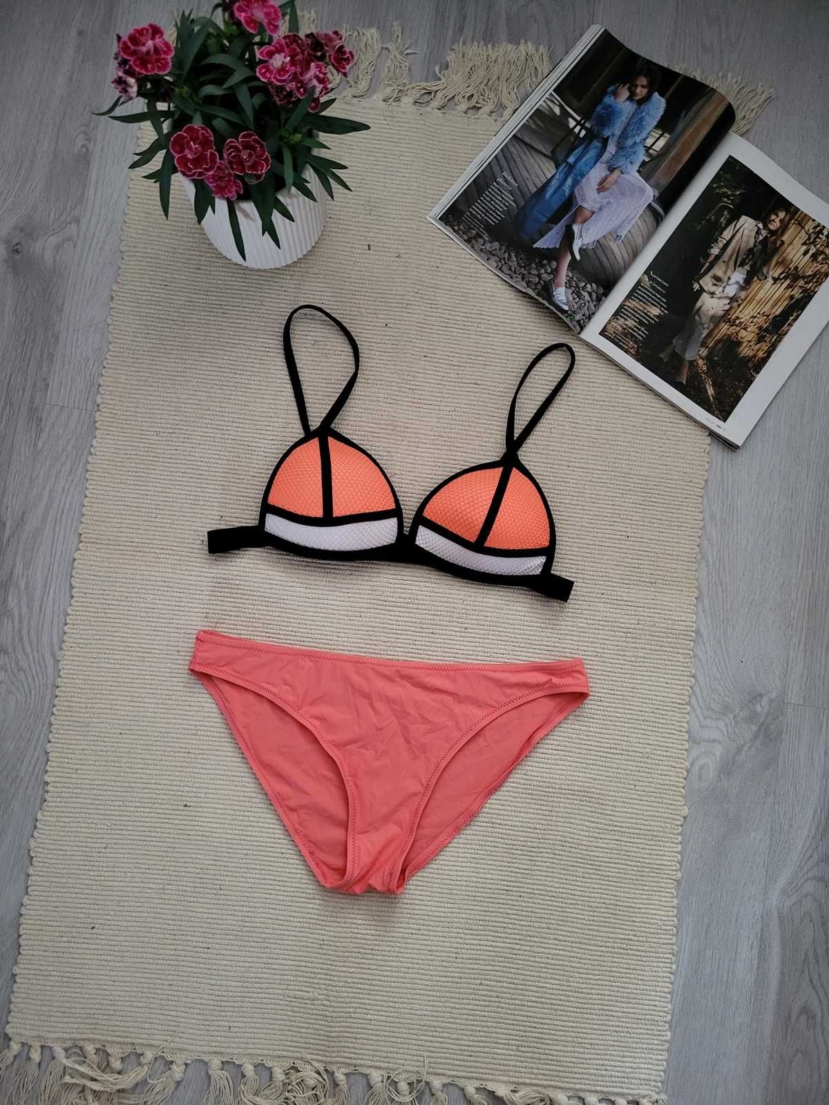 Strój dwuczęściowy bikini siateczka L XL usztywniane miseczki nowy