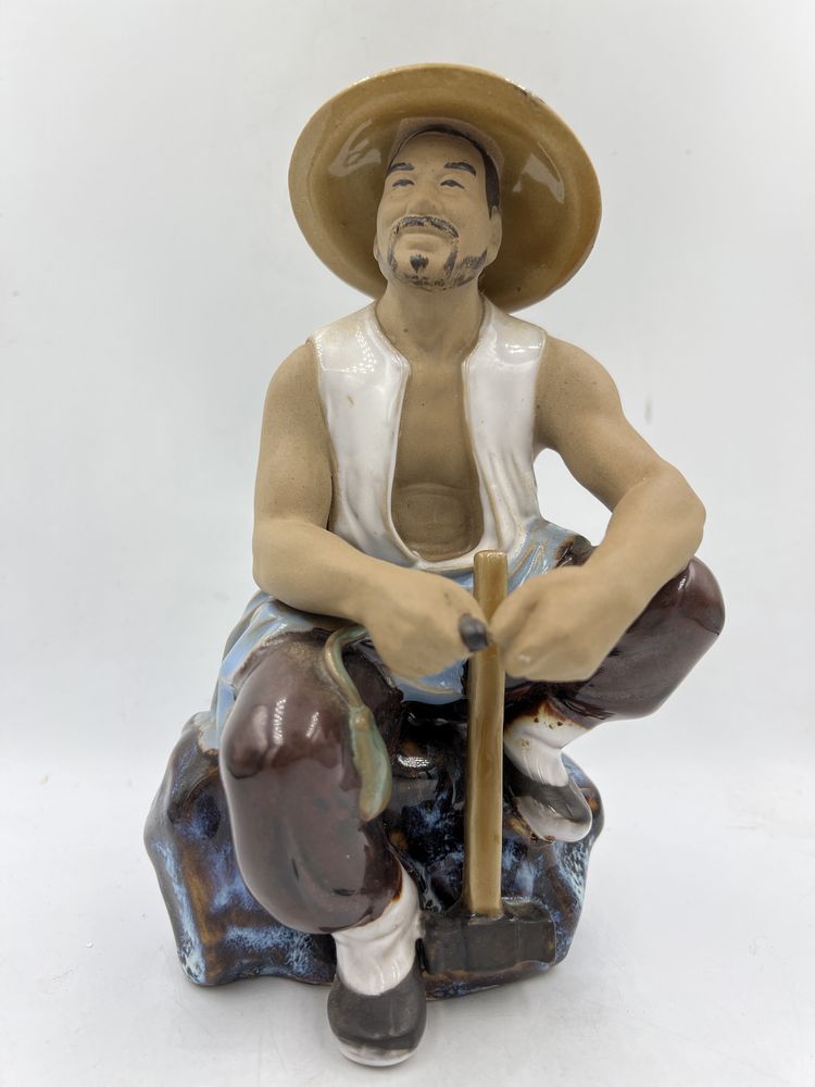 Vintage Chińska figurka Wanjiang Mudman szkliwona