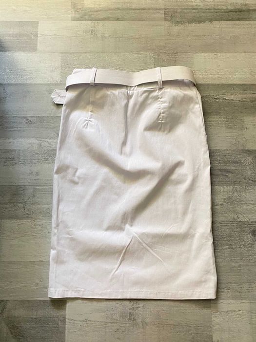 Spódnica biała midi długa z paskiem elegancka New Collection S