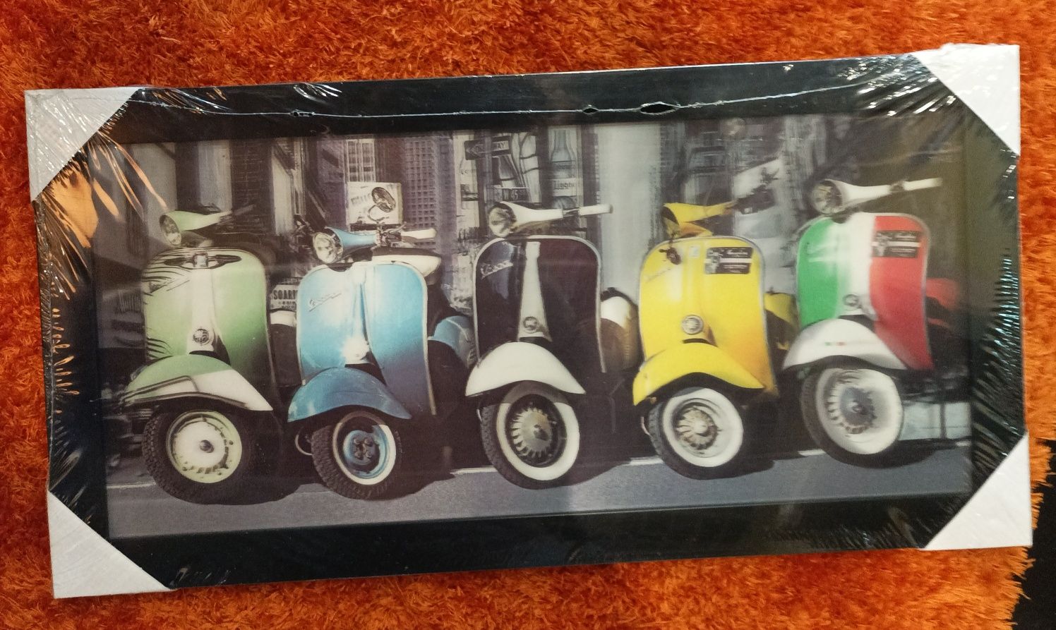 Quadro 3D decorativo de Vespas/ Lambretas