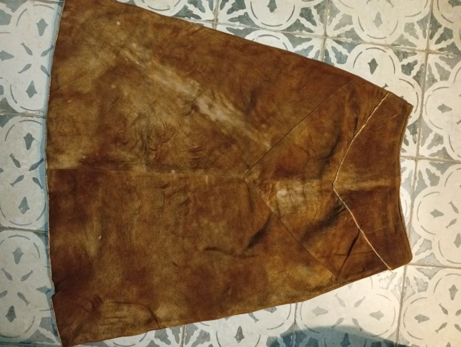 Oryginalna spódnica irchowa/skórzana, ruda
