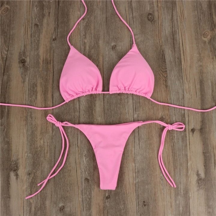 Sexy Strój Kąpielowy Wiązane Bikini Brazylijskie Stringi - L