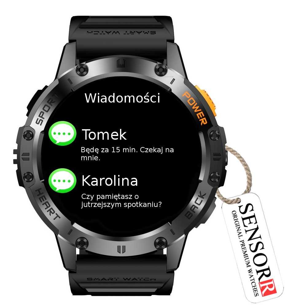 Smartwatch Zegarek Męski LATARKA Ciśnieniomierz ROZMOWY 530mAH AMOLED