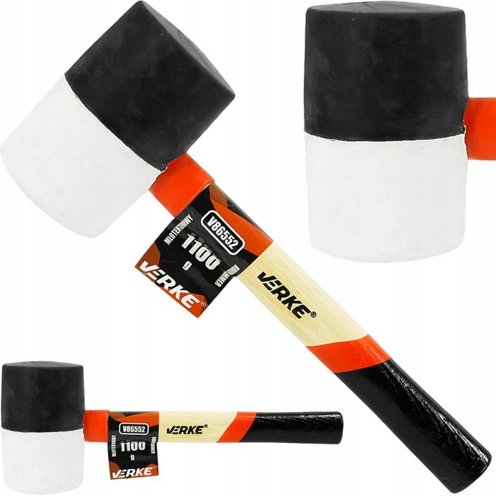 Młotek Gumowy Brukarski Blacharski Do Kostki 1100g Trzonek Drewniany