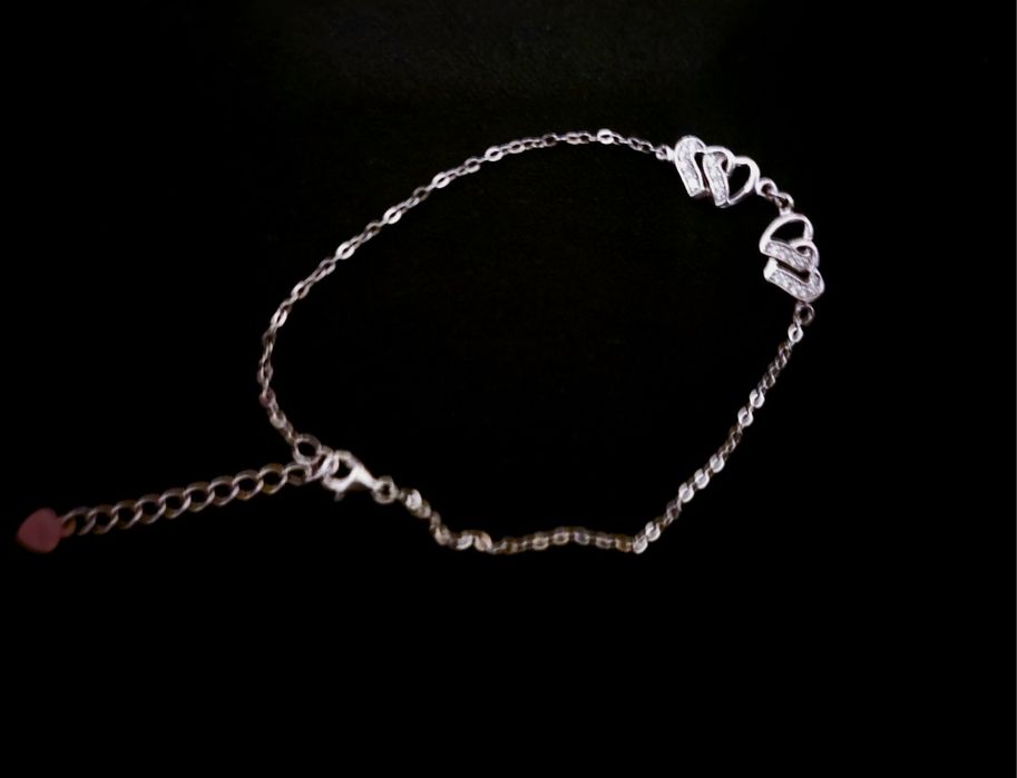 Bransoletka srebrna srebro 925 z serduszkami bransoletka srebrna yes