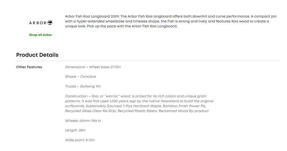 Longboard skate Arbor Fish Koa