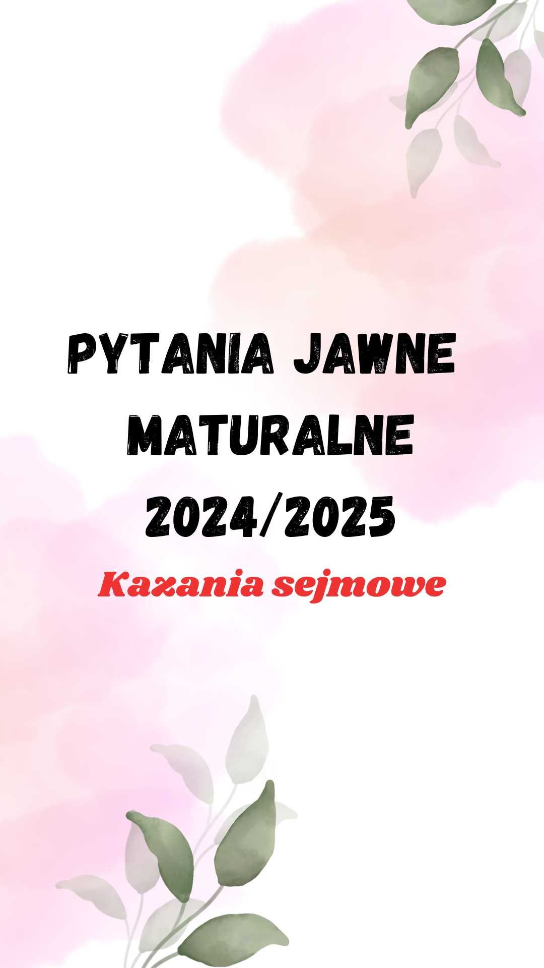 Opracowane pytania jawne matura polski 2024/2025 Kazania sejmowe