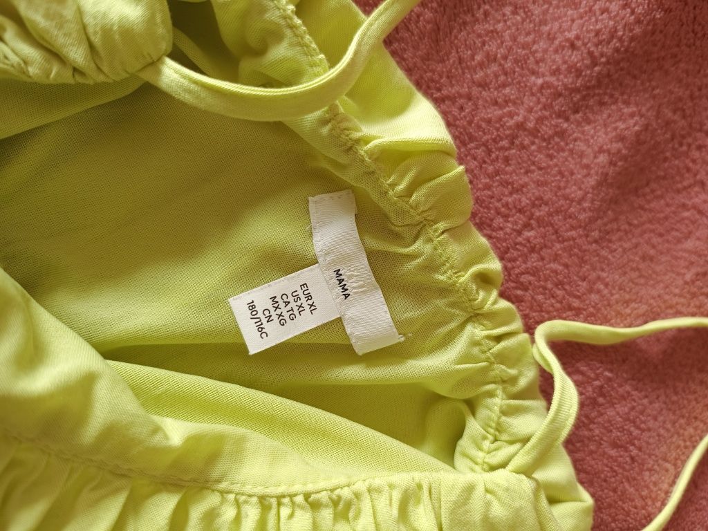 Sukienka limonkowa H&M mama XL do karmienia