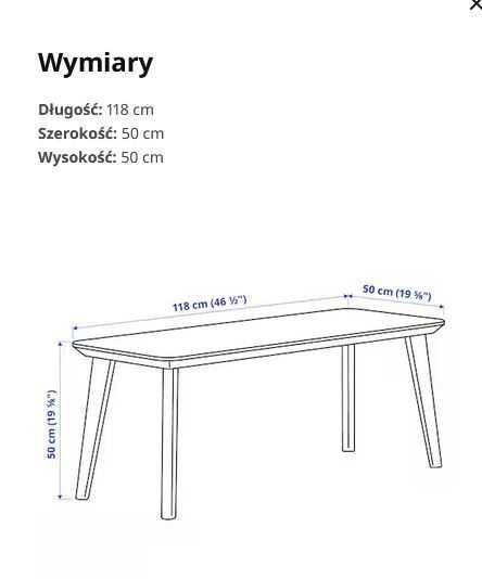 IKEA LISABO Stolik kawowy, okleina jesionowa, 118x50 cm