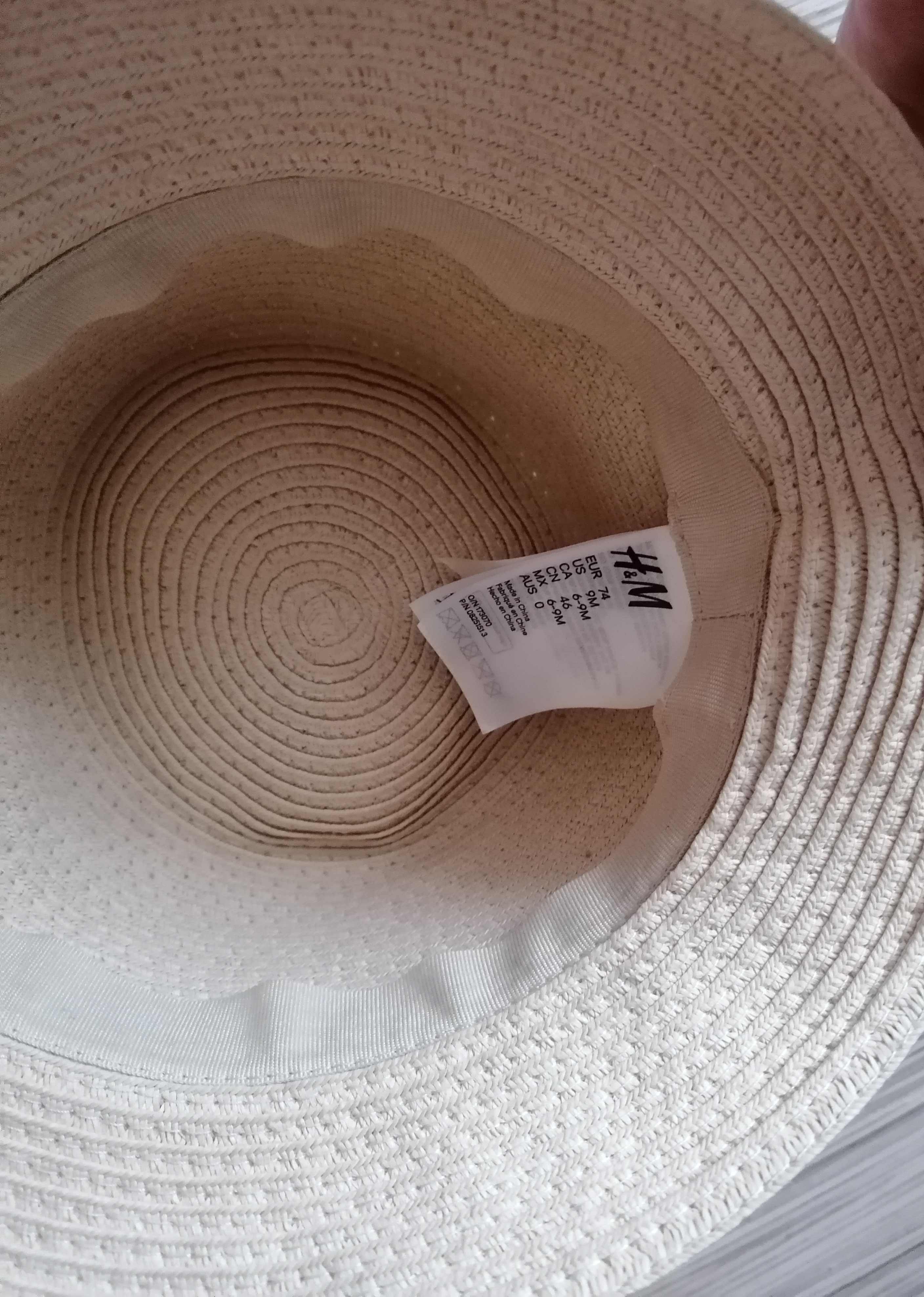 Kapelusz beżowy, słomkowy z kokardką H&M