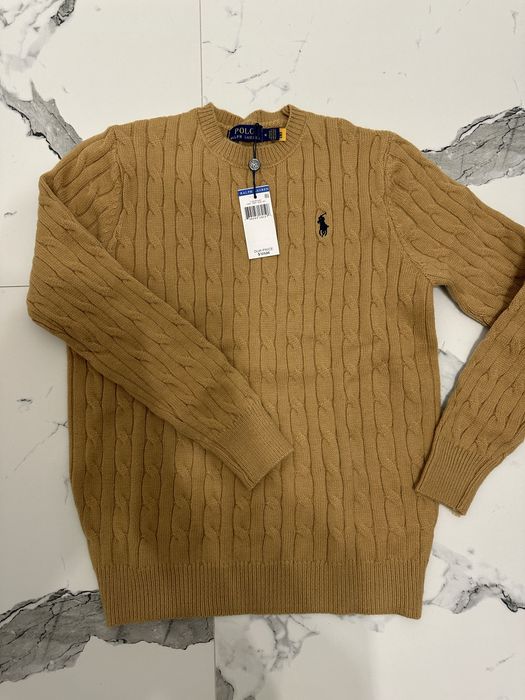 Brazowy sweter polo ralph lauren
