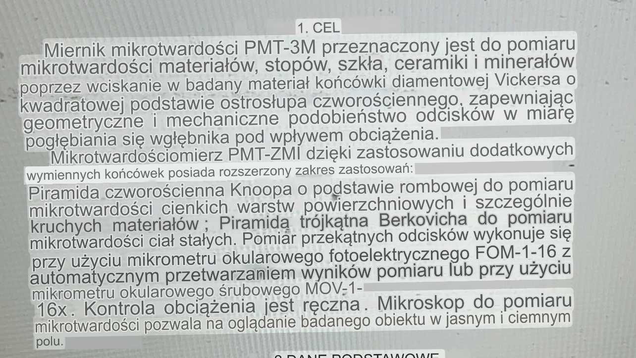 mikrotwardościomierz PMT-3 twardościomierz mikroskop USSR