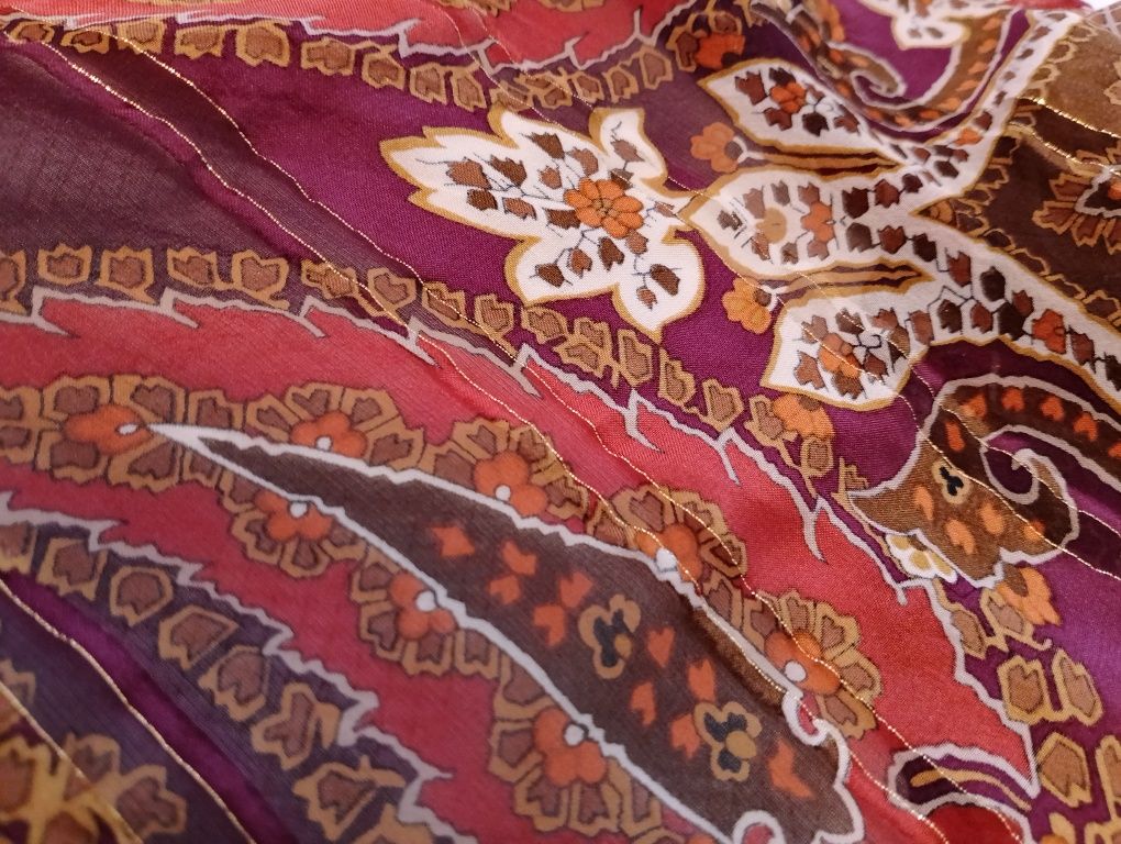 CHUSTA kolorowa w stylu boho, wzór paisley, lekka, cienka, apaszka