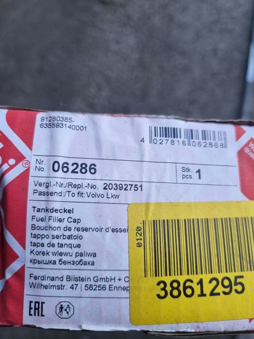 Korek wlewu paliwa volvo tir