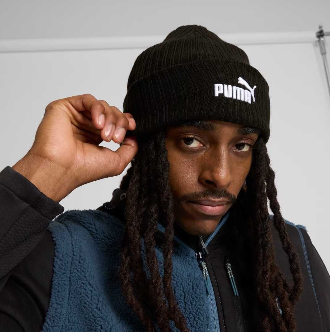Чорна \ сіра зимова шапка puma ribbed cuff beanie нова оригінал з сша