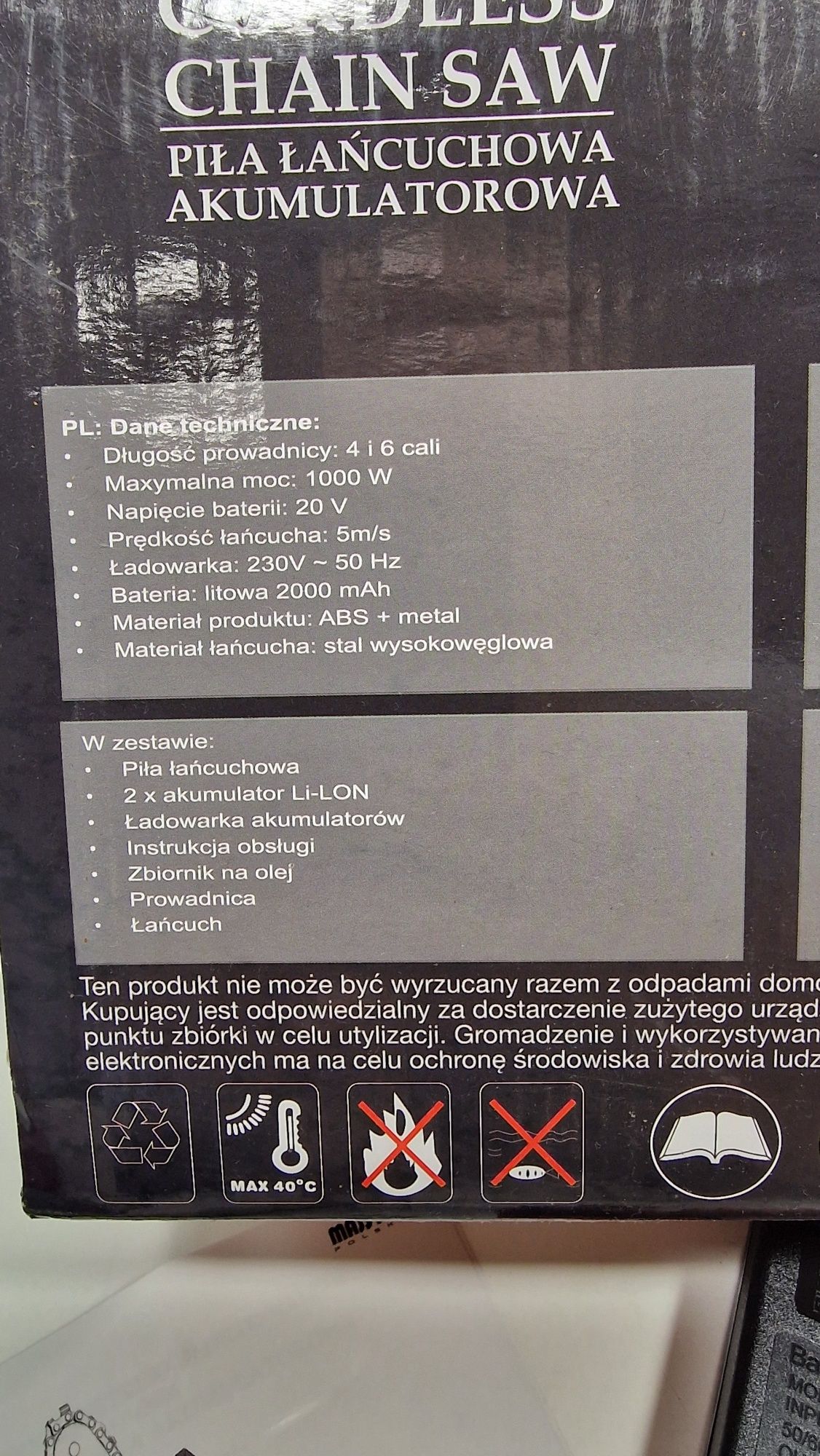 NOWA pilarka łańcuchowa akumulatorowa MAJSTER 2xakku 2.0 20V GW