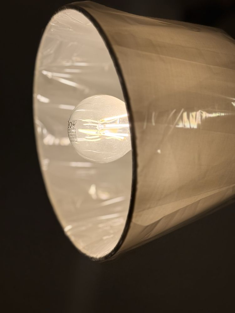 Lampa Led stojąca beżowa przycisk podłogowy