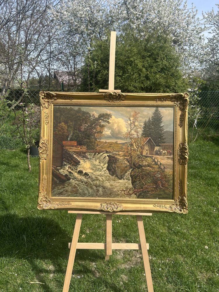 Obraz – Nadruk na płótnie  Złota rama drewniana rzeźbiona 70 x 87,5 cm