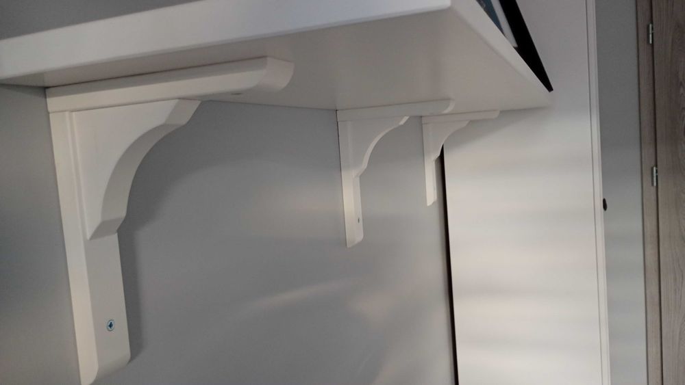 Biurko IKEA Hemnes białe szkło półka Zestaw