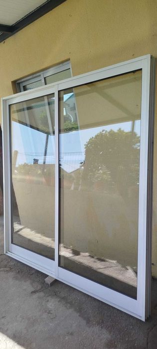 Porta/janela de correr em aluminio branco com vidro duplo