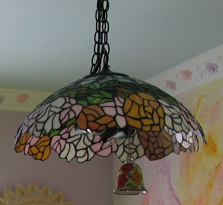 Piękna duża lampa witrażowa wisząca żyrandol witraż styl Tiffany