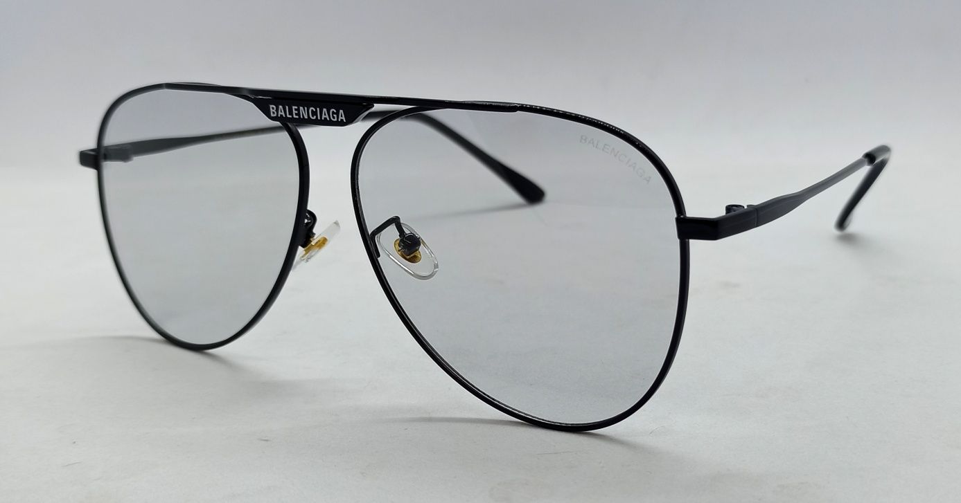 Balenciaga очки капли унисекс серые полупрозрачные в черном металле