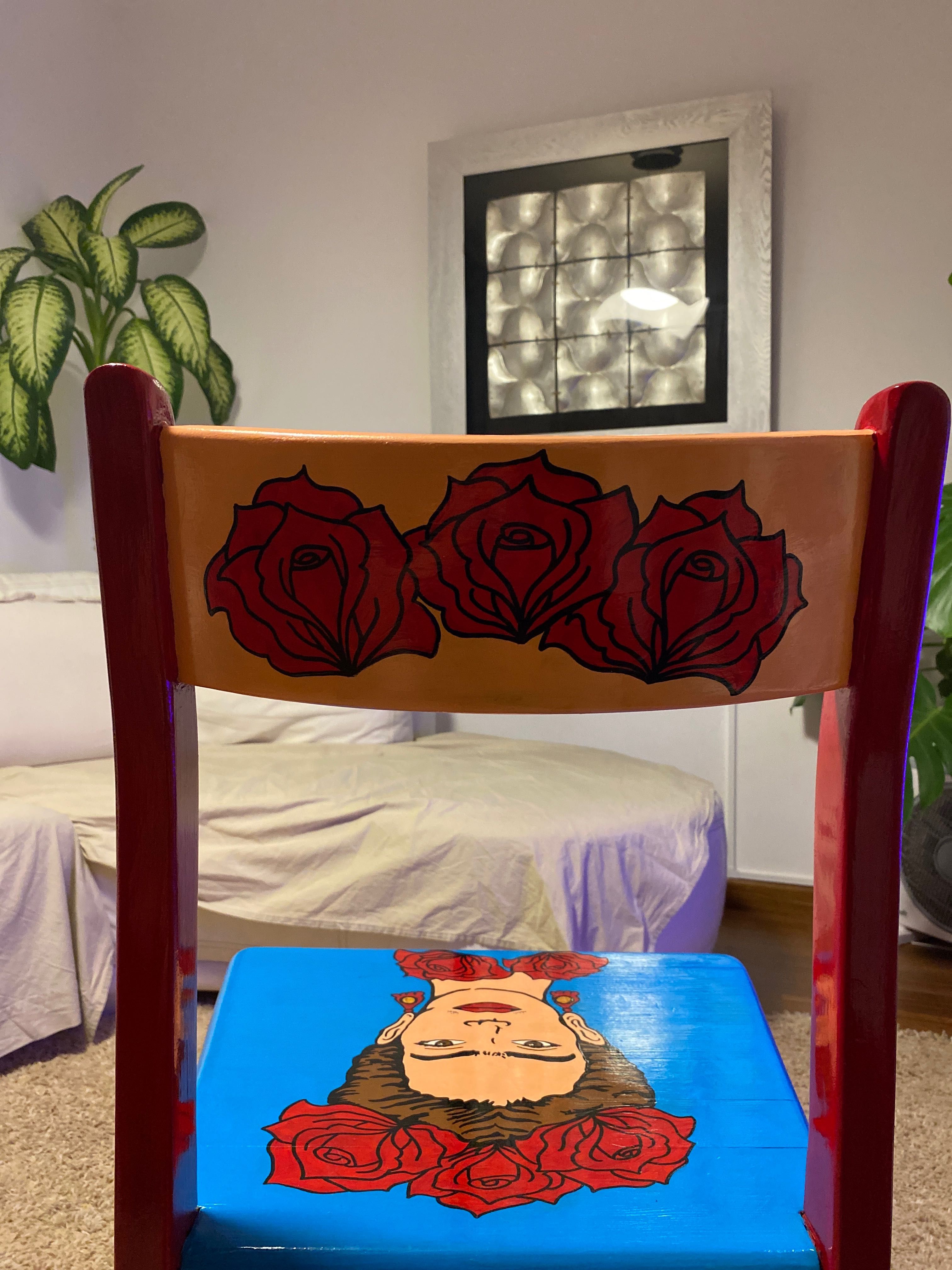 Cadeira Pintada à Mão Frida Kahlo