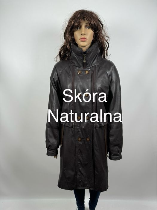 Union Maskin & CO skórzany płaszcz zimowy brązowy XXL