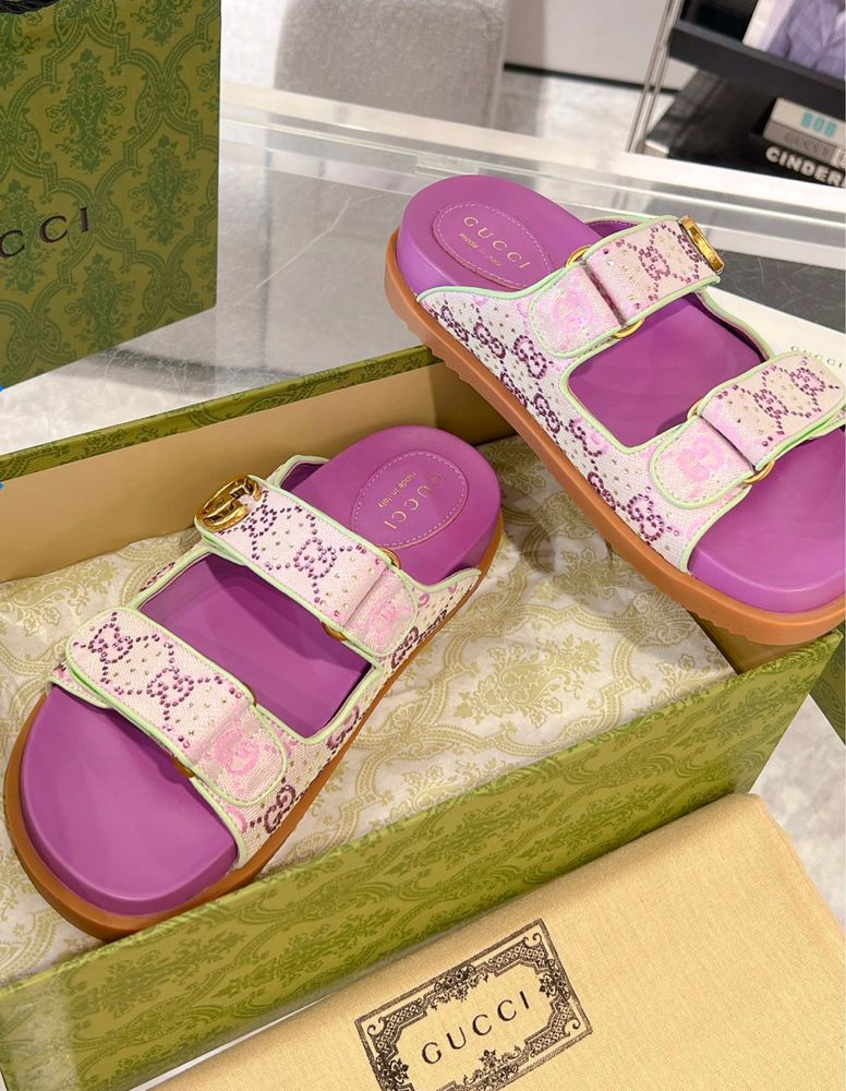 Gucci klapki brokat