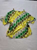 Zielono-żółta bluzka w geometryczne wzory