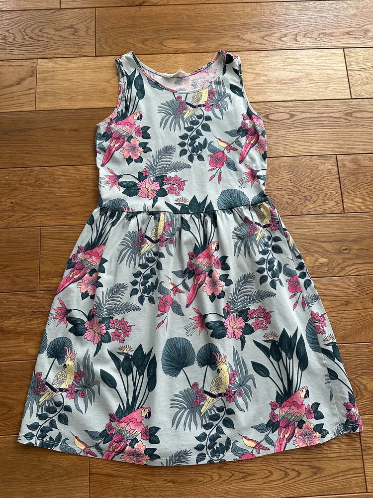 H&M sukienka letnia w kwiaty dziewczeca 2 sztuki