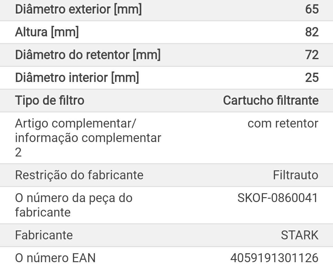 Vendo 2 filtros de oleo STARK