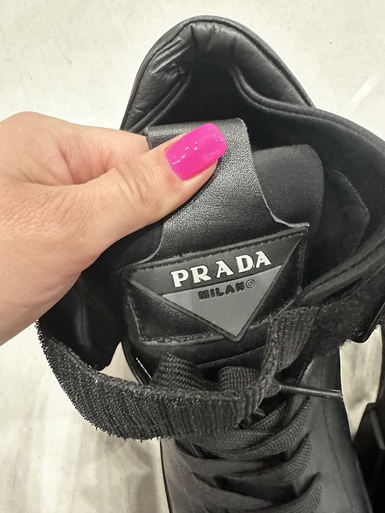 Sneakers Prada czarne skorzane eleganckie meskie 45