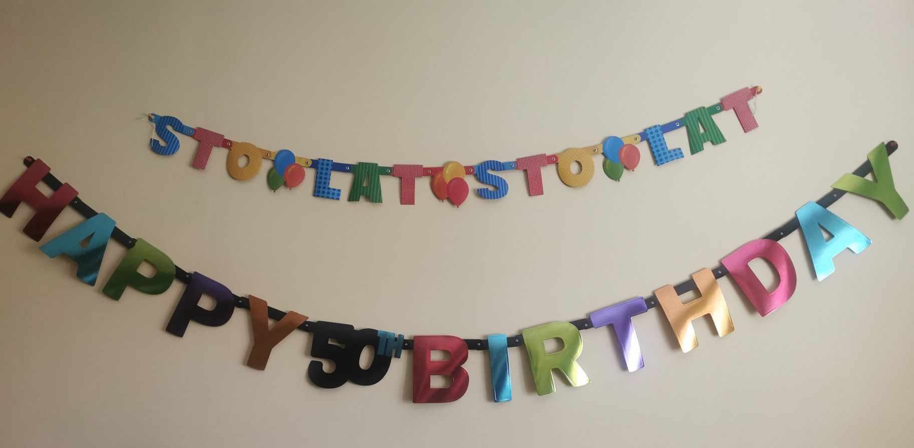 Napis 100 lat i Happy 50th Birthday