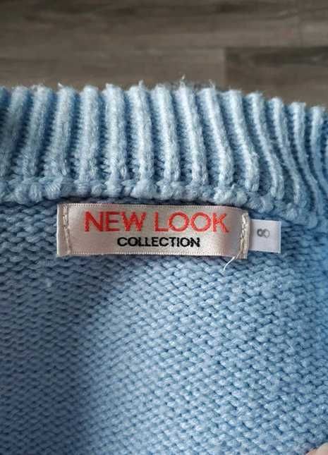 Sweter New Look 8 niebiesko-biały dwa zamki