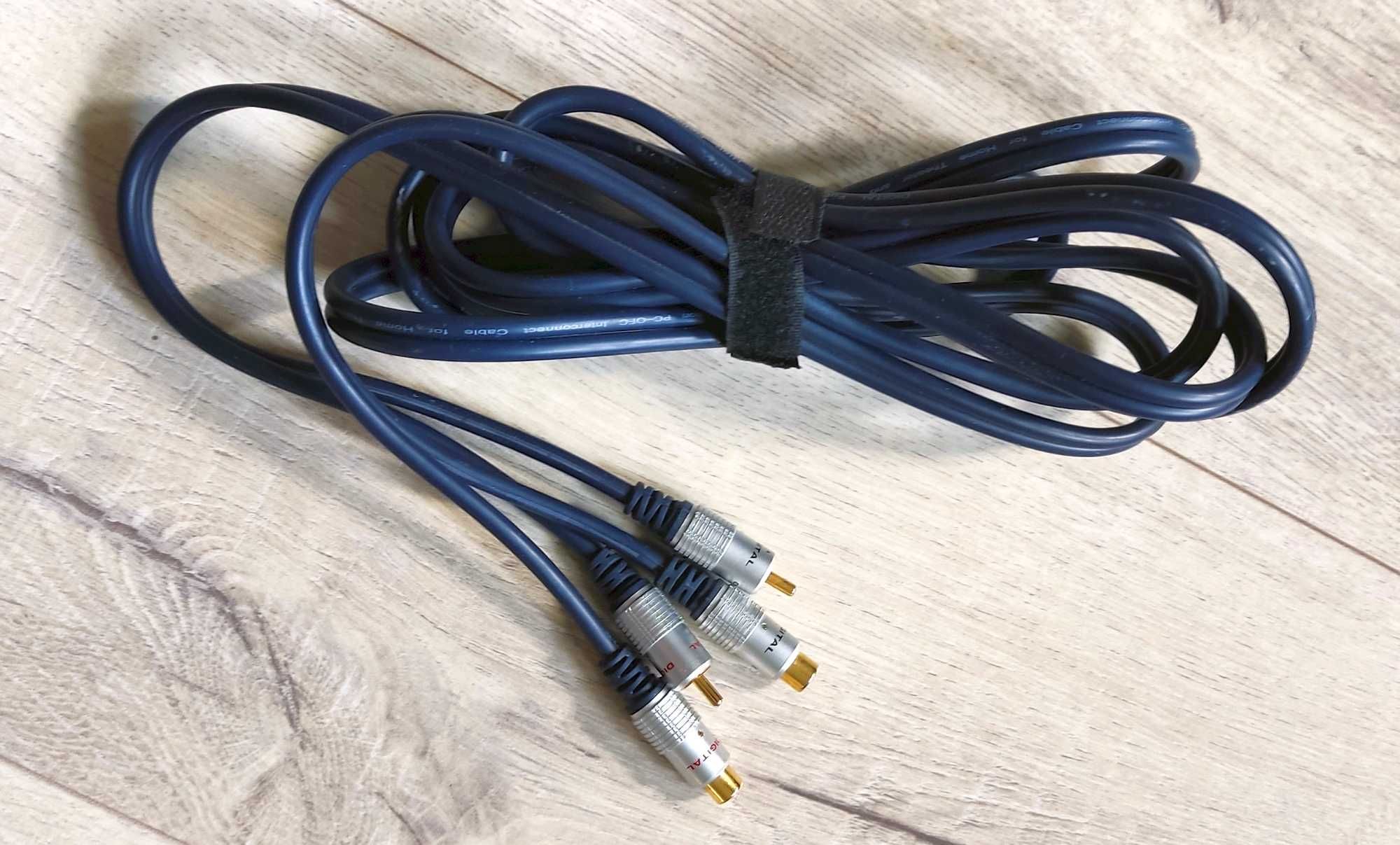 Kabel, przdłużka 2x rca wtyk - 2x rca gniazdo 3m bardzo dobrej jakości