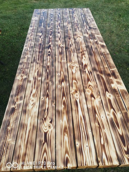 Zestaw ogrodowy stół i ławki na żeliwnych nogach