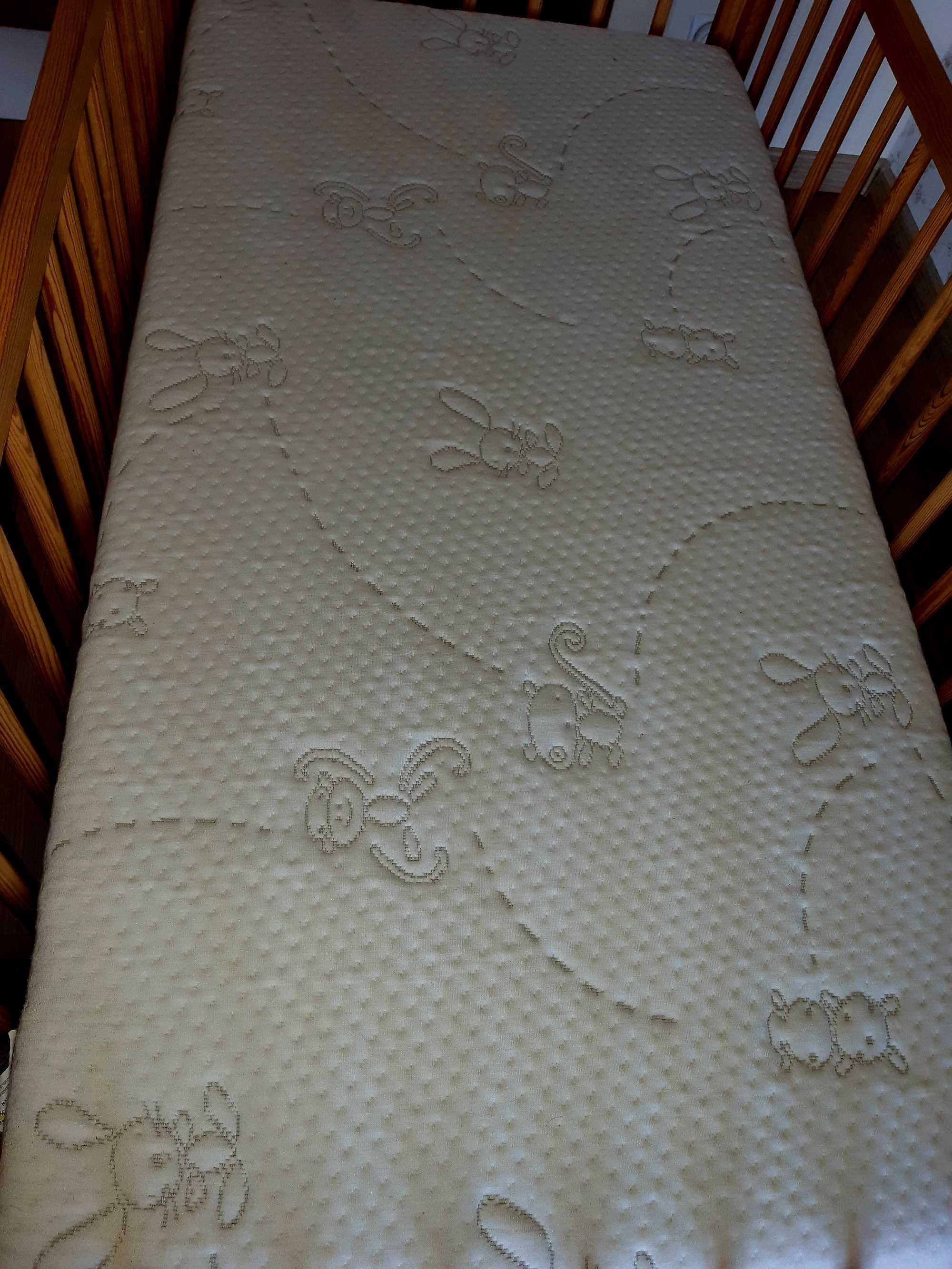 Drewniane łóżeczko niemowlęce z materacem 60x120cm ! Stan idealny !
