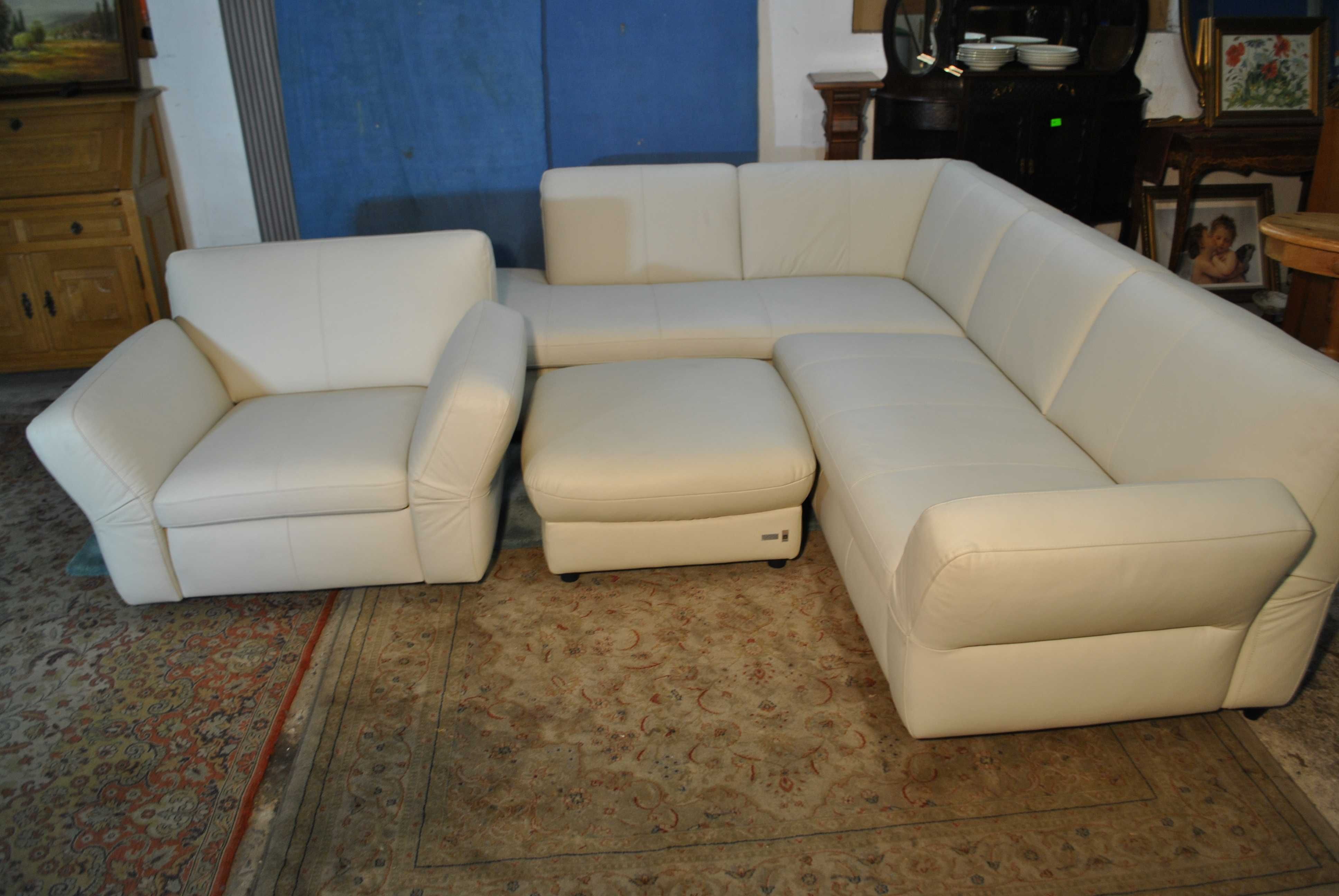Fabrycznie Nowa Skóra Sofa Narożna Fotel Pufa firmy MONDO  z Niemiec