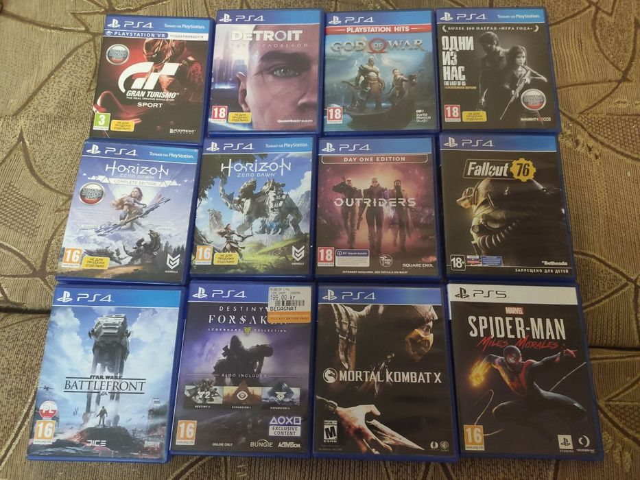 Игры на дисках Spider man God of war Detroit Ps 4