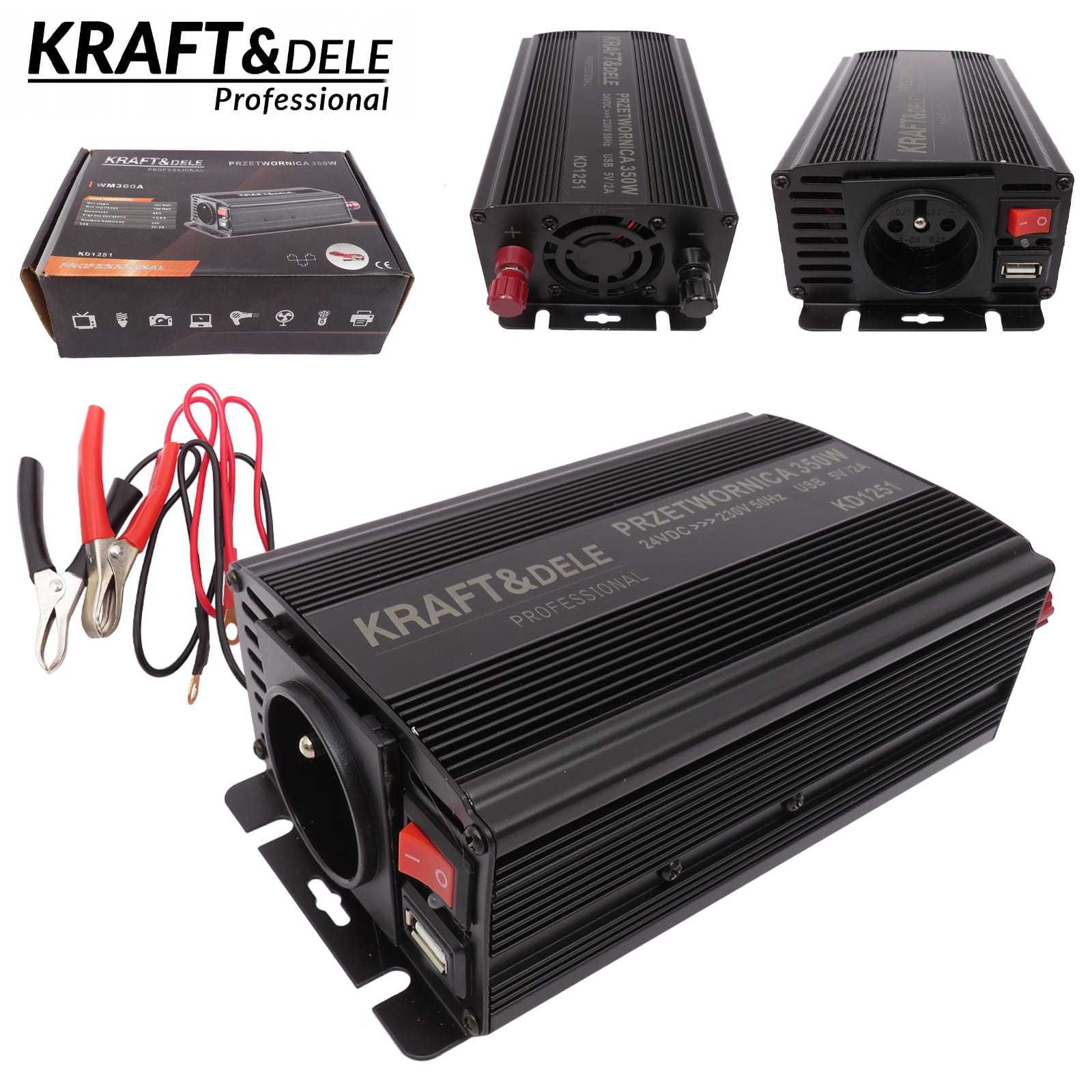 KRAFT&DELE Przetwornica Napięcia Samochodowa 24v 350/700w Usb