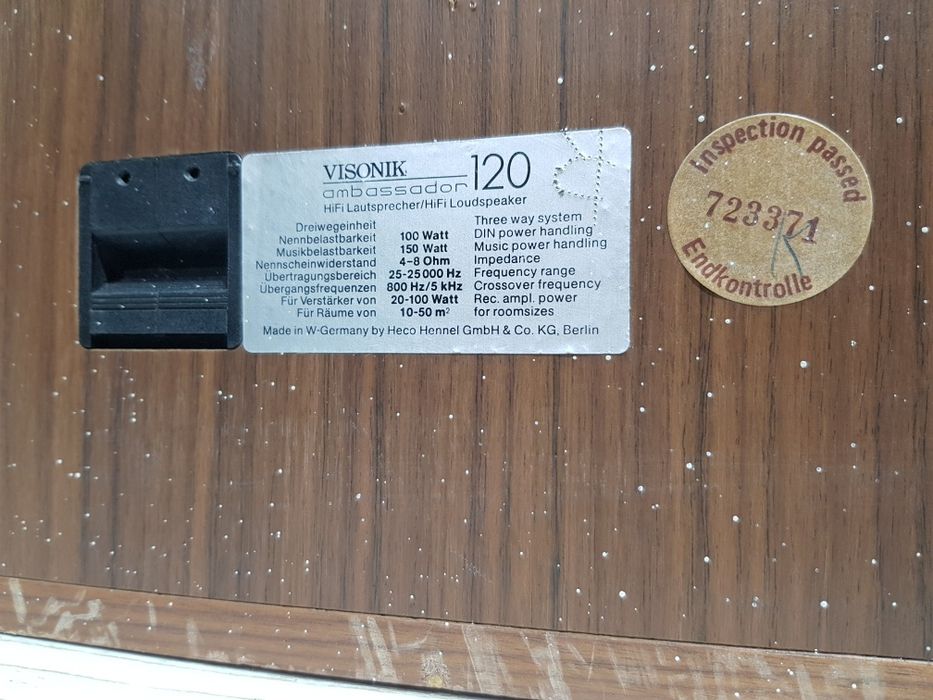 30 кг! Акустика VISONIK AMBASSADOR 120, потужність 100/150 Вт, б/у