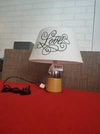 Lampa stołowa nocna biała srebrna brąz Lampka na Szafkę biurko z klosz